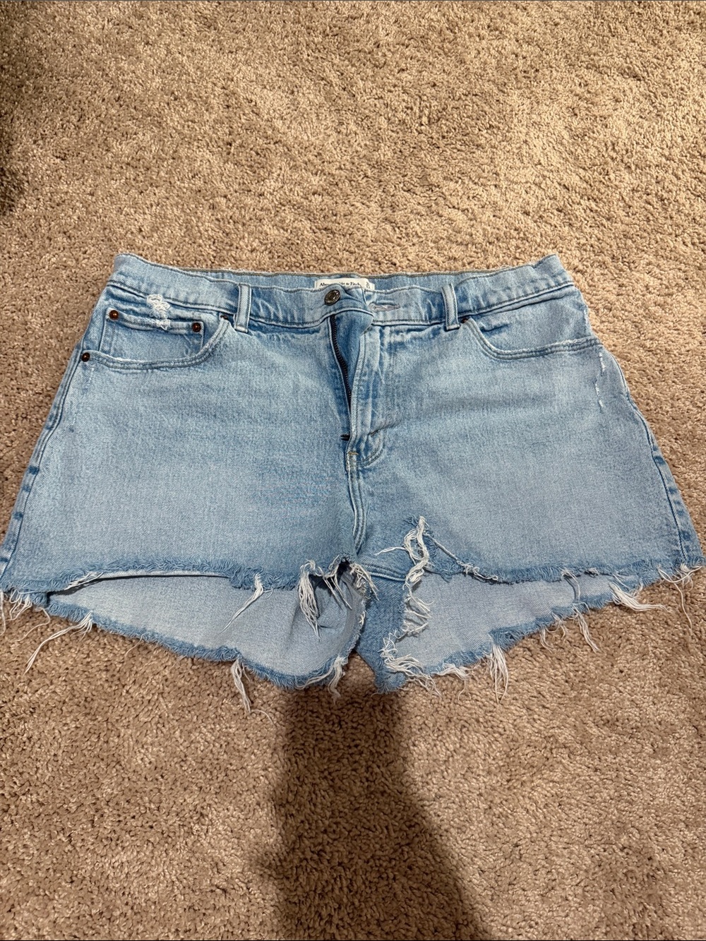 Abercrombie & Fitch Light Wash Distressed Denim Cutoff Shorts